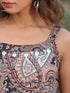 Women Black Shoulder Strapped Paisley Printed Fit and Flared Pure Cotton Midi Dress